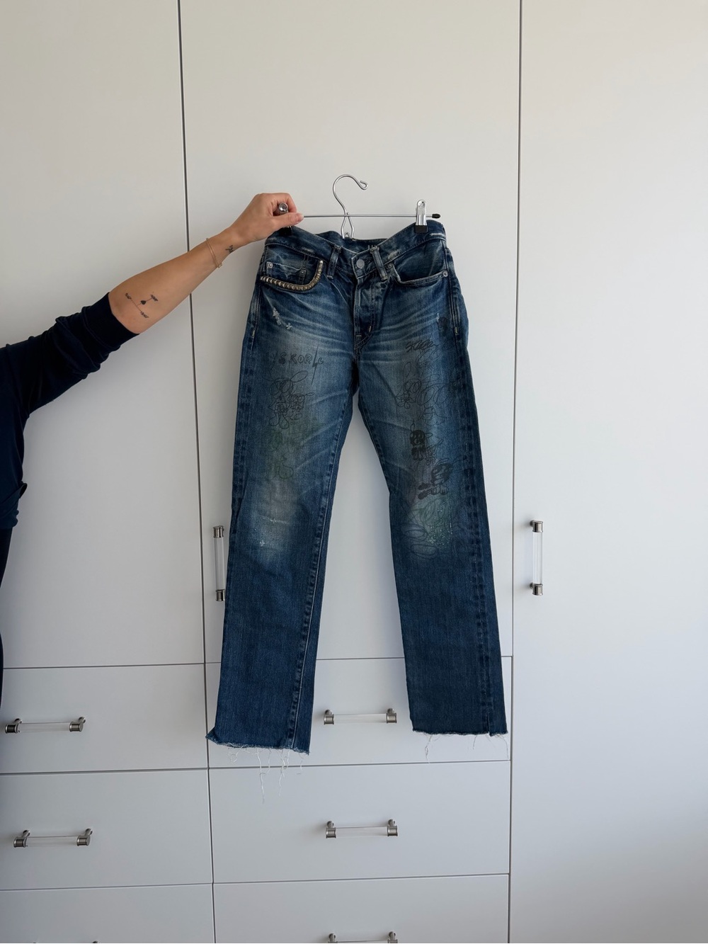 Blue Washed Straight-Leg Jeans